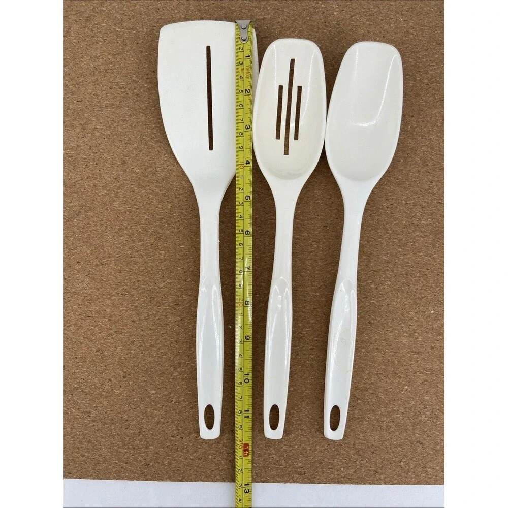 Foley Nylon Cooking Slotted Spoon Spatula Turner Serving Ivory Vintage Set of 3